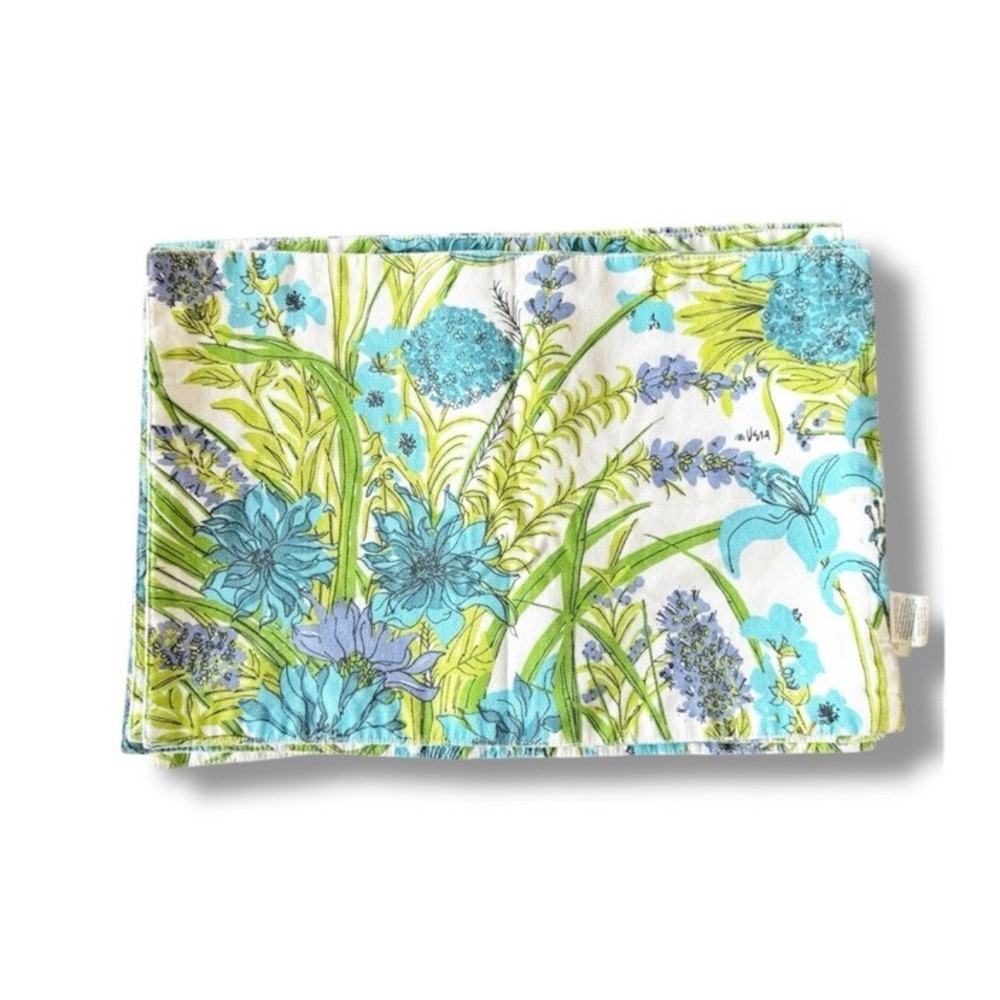 Vera by Vera Neumann Town & Country (12) MCM Retro Floral Placemats Blues Greens